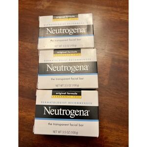 Neutrogena Fragrance-Free Transparent Facial Bar 3.5oz bar (Lot of 3)  NEW
